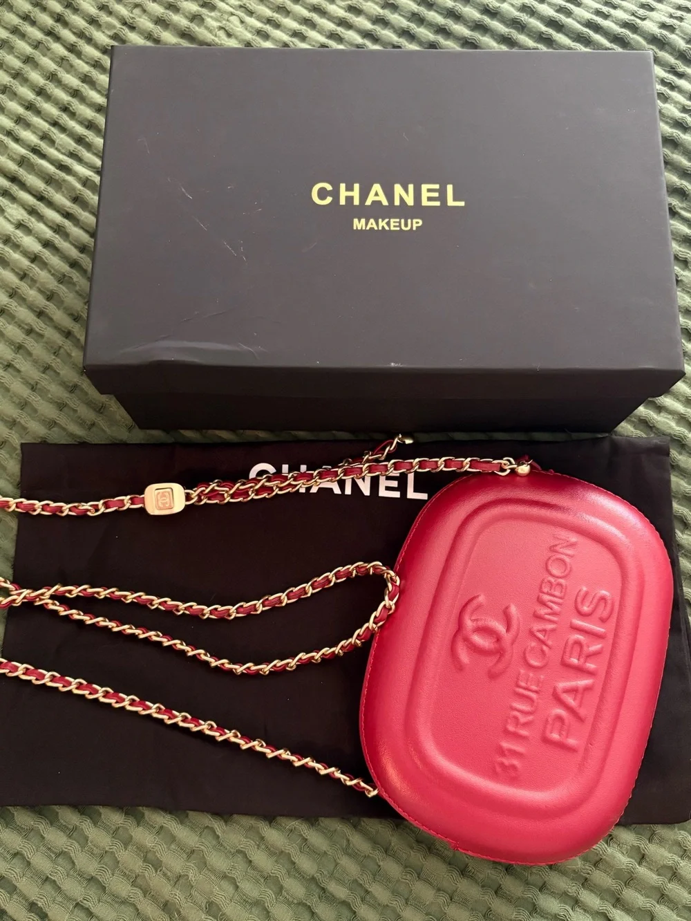Chanel Red Leather Crossbody Bag - St. Rue Cambon Paris Embossed VIP gift